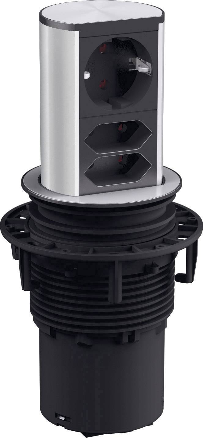 Bachmann 928.003 Steckdosenturm 3fach Silber, Schwarz 1St.