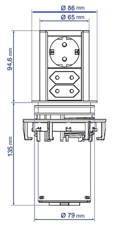 Bachmann 928.003 Steckdosenturm 3fach Silber, Schwarz 1St.