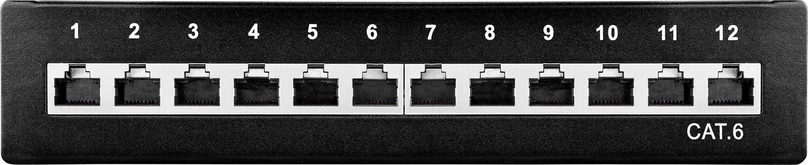 Renkforce 12 Port Netzwerk-Patchbox CAT 6 1 HE Bestückt