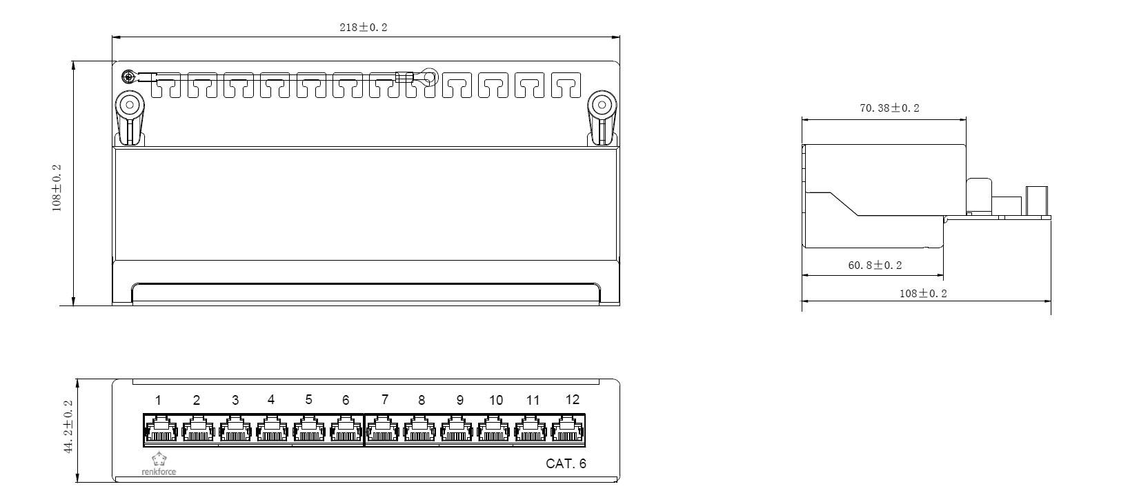 Renkforce 12 Port Netzwerk-Patchbox CAT 6 1 HE Bestückt