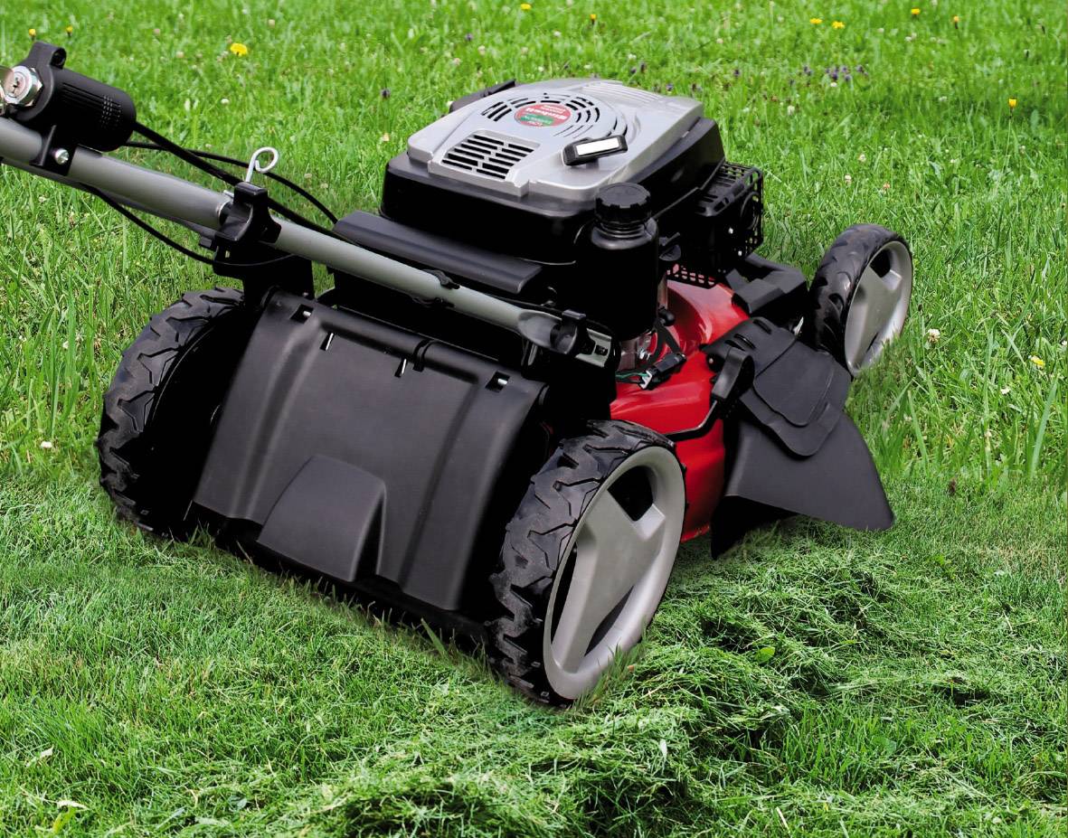 Einhell Benzin Rasenmäher Mulchfunktion, Seitenauswurf Schnittbreite