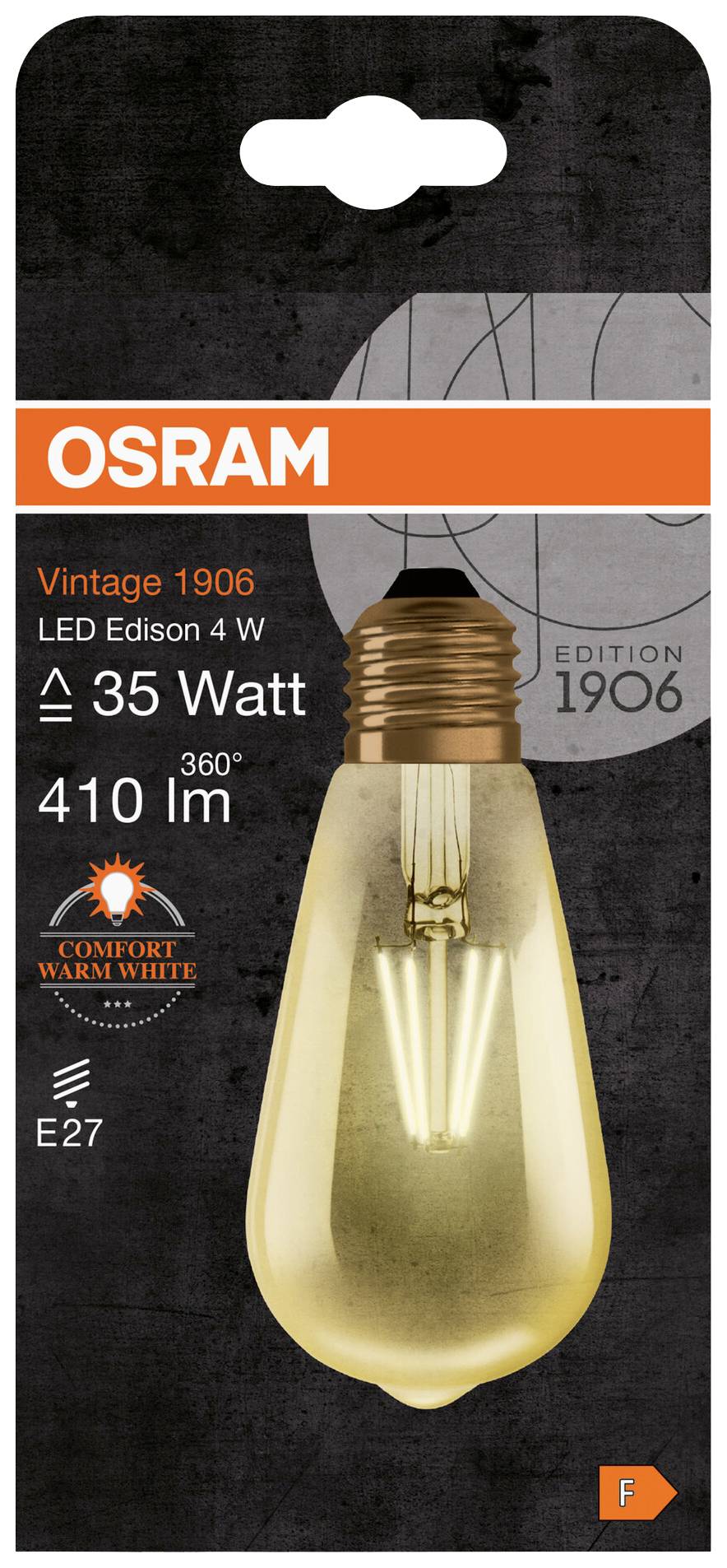 OSRAM 4052899962095 LED EEK F (A - G) E27 Kolbenform 4 W = 35 W Warmweiß (Ø x L) 64 mm x 143 mm Filament 1 St.