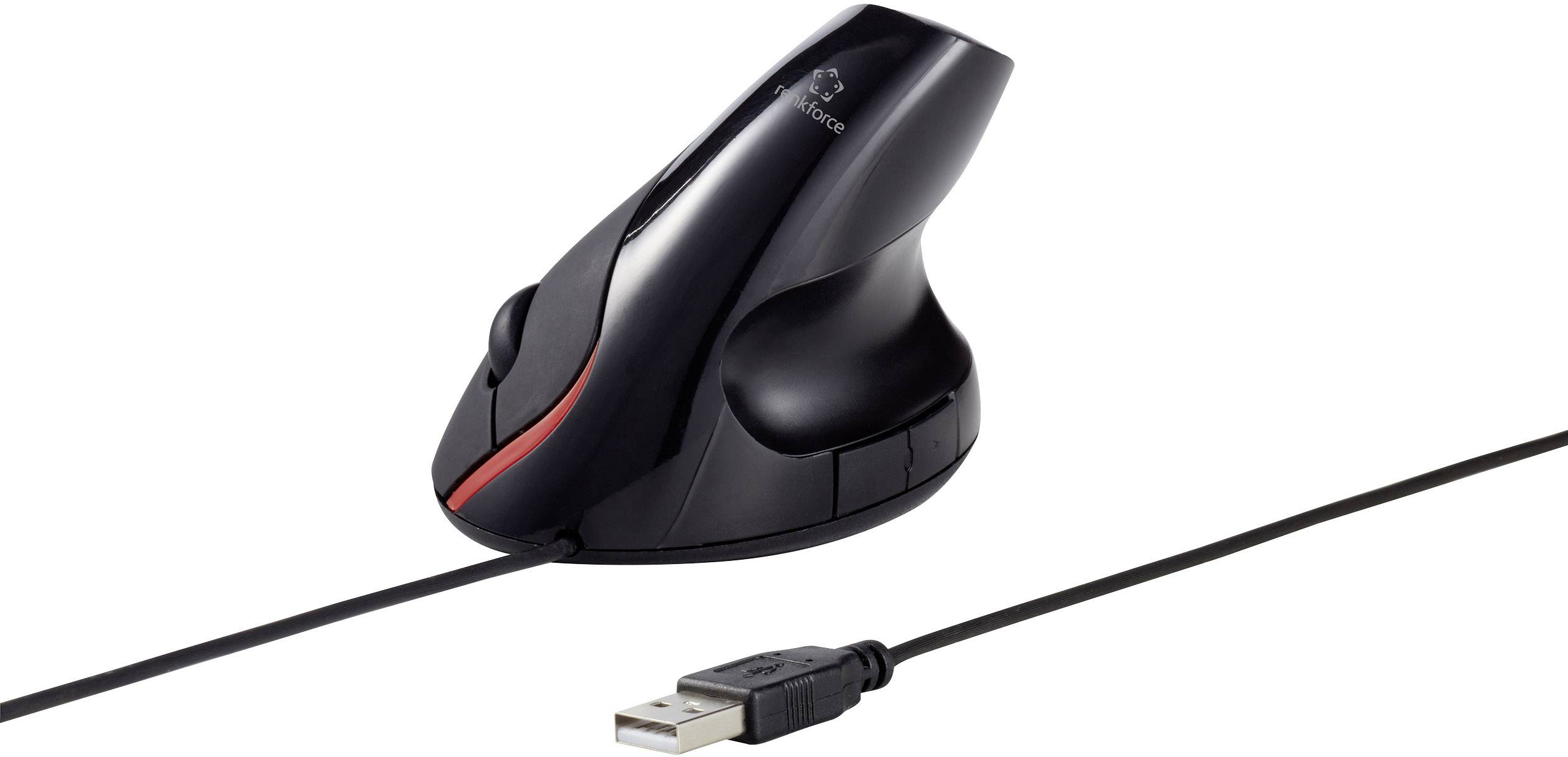 Renkforce ST-OPM890 Kabelgebunden Ergonomische Maus Optisch Ergonomisch, Integriertes Scrollrad Schwarz