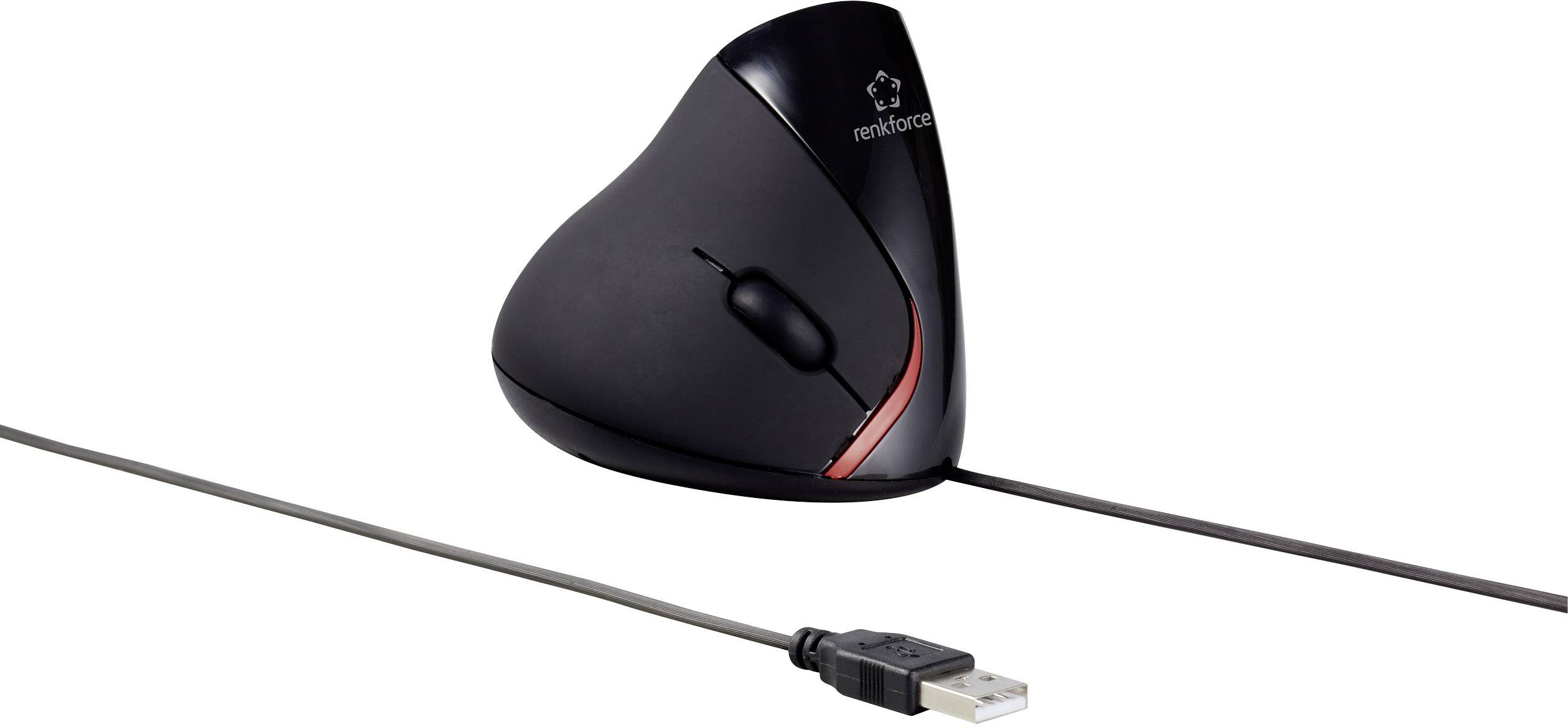 Renkforce ST-OPM890 Kabelgebunden Ergonomische Maus Optisch Ergonomisch, Integriertes Scrollrad Schwarz