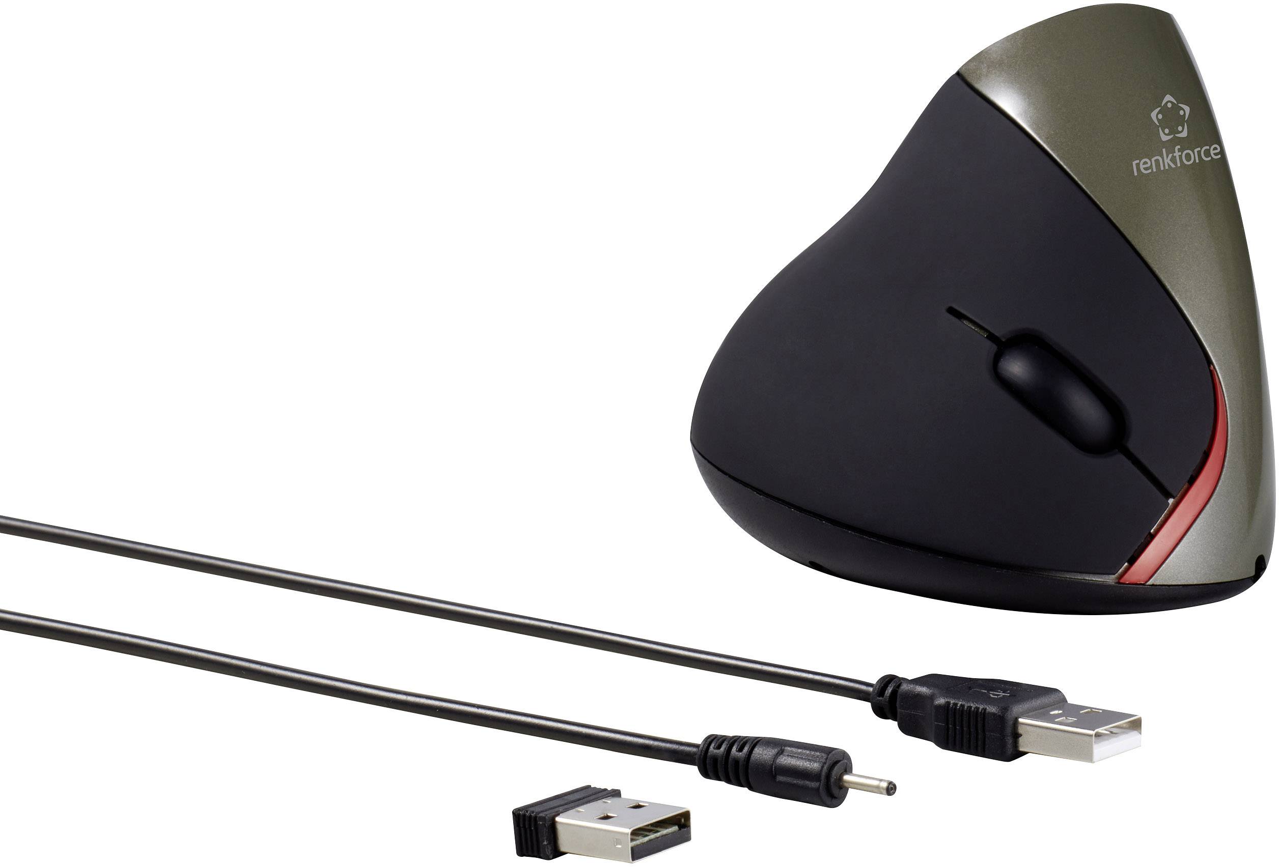 Renkforce RF-439 Funk Maus Optisch Ergonomisch, Wiederaufladbar Schwarz, Dunkelgrün