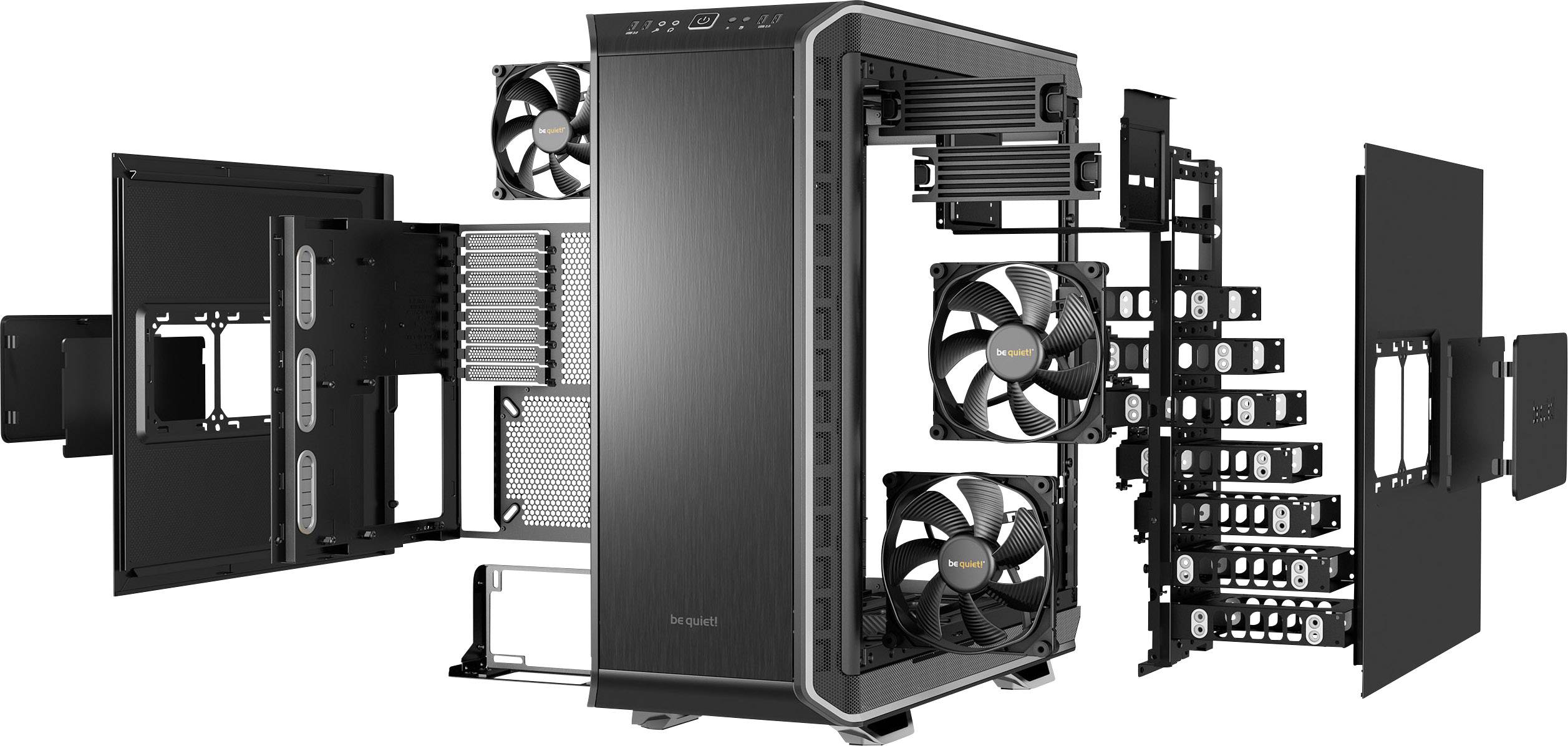 BeQuiet Dark Base 900 Silver Midi-Tower PC-Gehäuse, Gaming-Gehäuse Schwarz, Silber