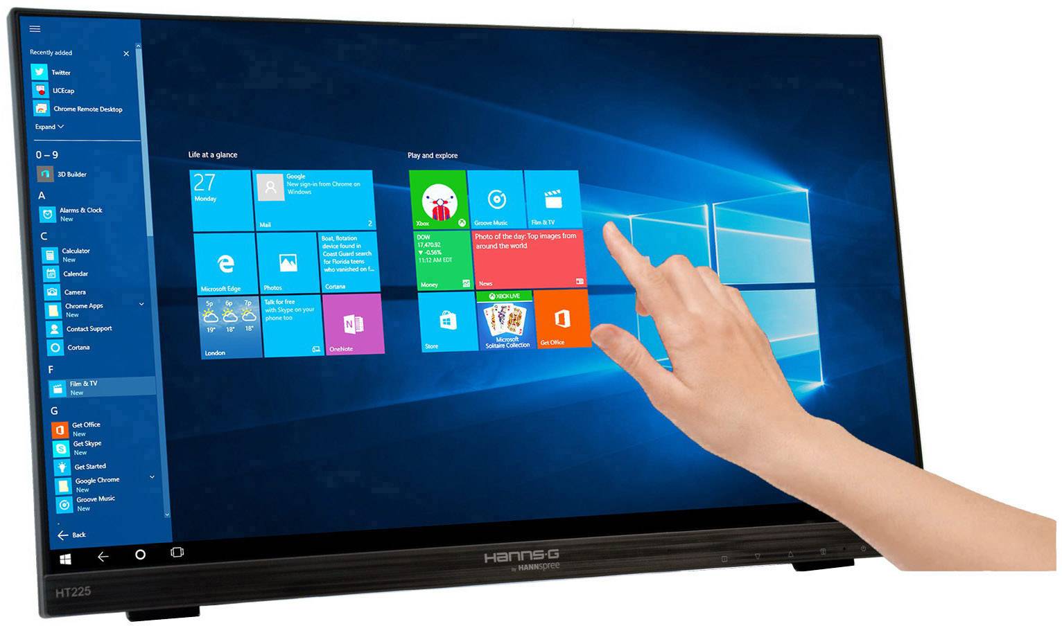 Hannspree HT225HPB Touchscreen-Monitor EEK: E (A - G) 54.6cm (21.5 Zoll) 1920 x 1080 Pixel 16:9 7 ms HDMI®, VGA, DisplayPort