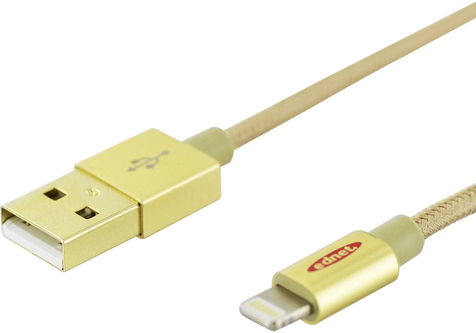 Ednet iPad/iPhone/iPod Ladekabel/Datenkabel [1x USB 2.0 Stecker A - 1x Apple Lightning-Stecker] 1.00m Gold