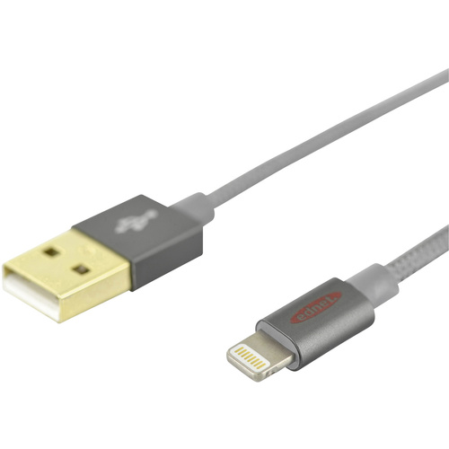 Ednet iPad/iPhone/iPod Ladekabel/Datenkabel [1x USB 2.0 Stecker A - 1x Apple Lightning-Stecker] 1m Silber-Grau