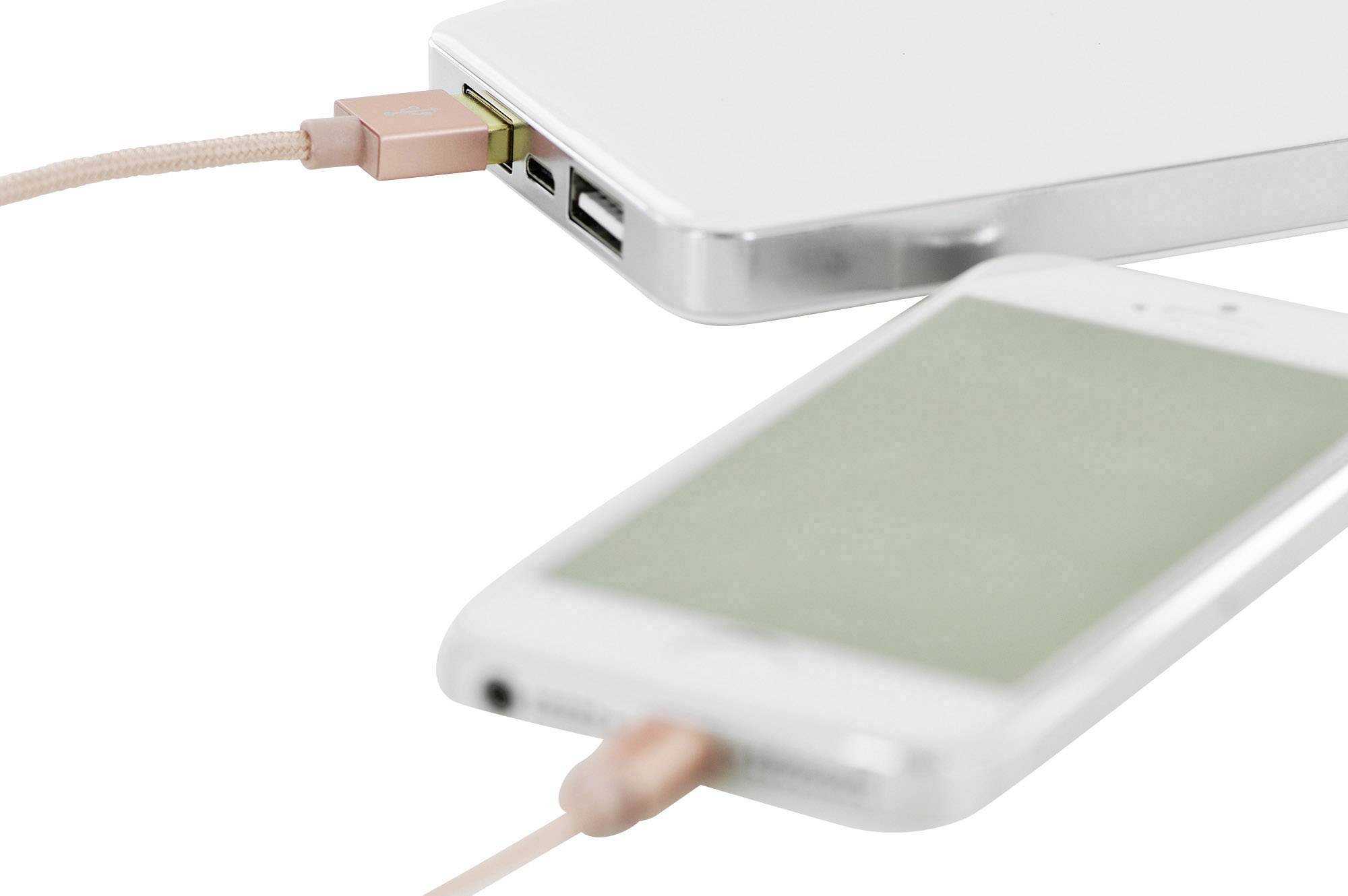 Ednet iPad/iPhone/iPod Ladekabel/Datenkabel [1x USB 2.0 Stecker A - 1x Apple Lightning-Stecker] 1.00m Roségold