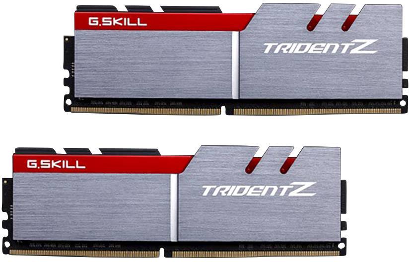 Zwei RAM-Module von G.Skill TridentZ mit rotem und silbernem Design; wichtig für den schnellen Speicherbetrieb in Computern.