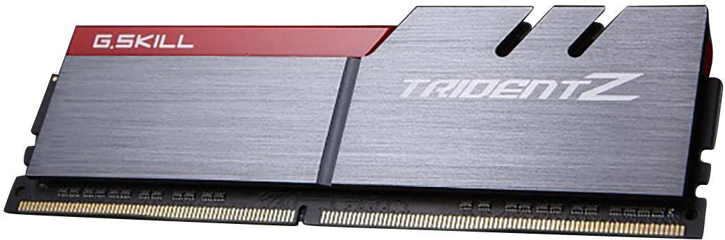 Ein RAM-Modul von G.Skill, Modell TridentZ, mit metallischem Kühlkörper und roter Akzentleiste. Designed für hohe Performance.