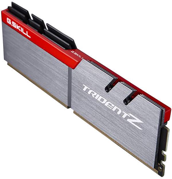 Ein RAM-Modul der Marke G.Skill, Modell Trident Z, in grau und rot gestaltet. Es ist für Computer zum Speichern von Daten verwendet.