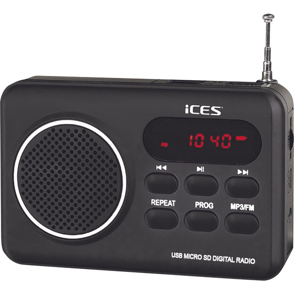 ICES IMPR-112 Kofferradio UKW SD, USB wiederaufladbar Schwarz