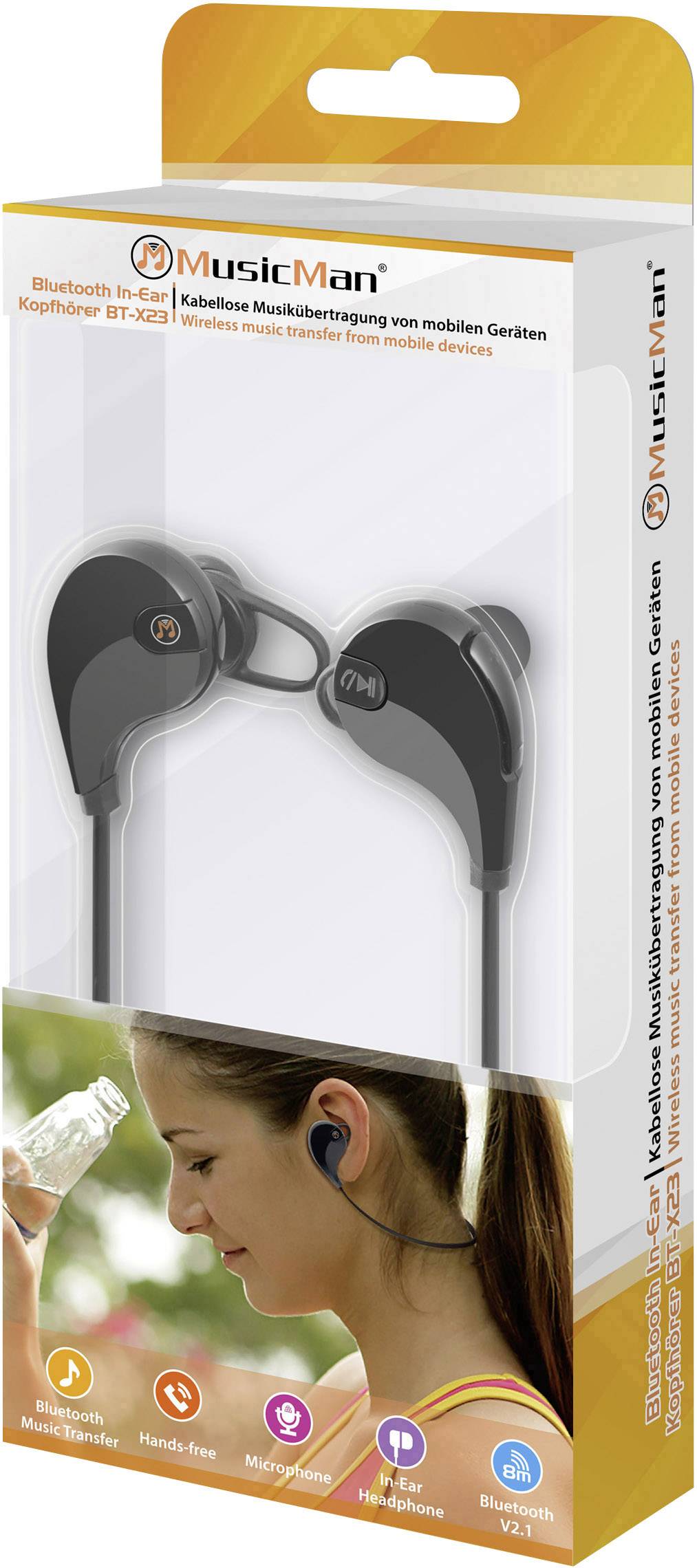 Technaxx Musicman BT-X23 Sport In Ear Kopfhörer Bluetooth® Schwarz Headset