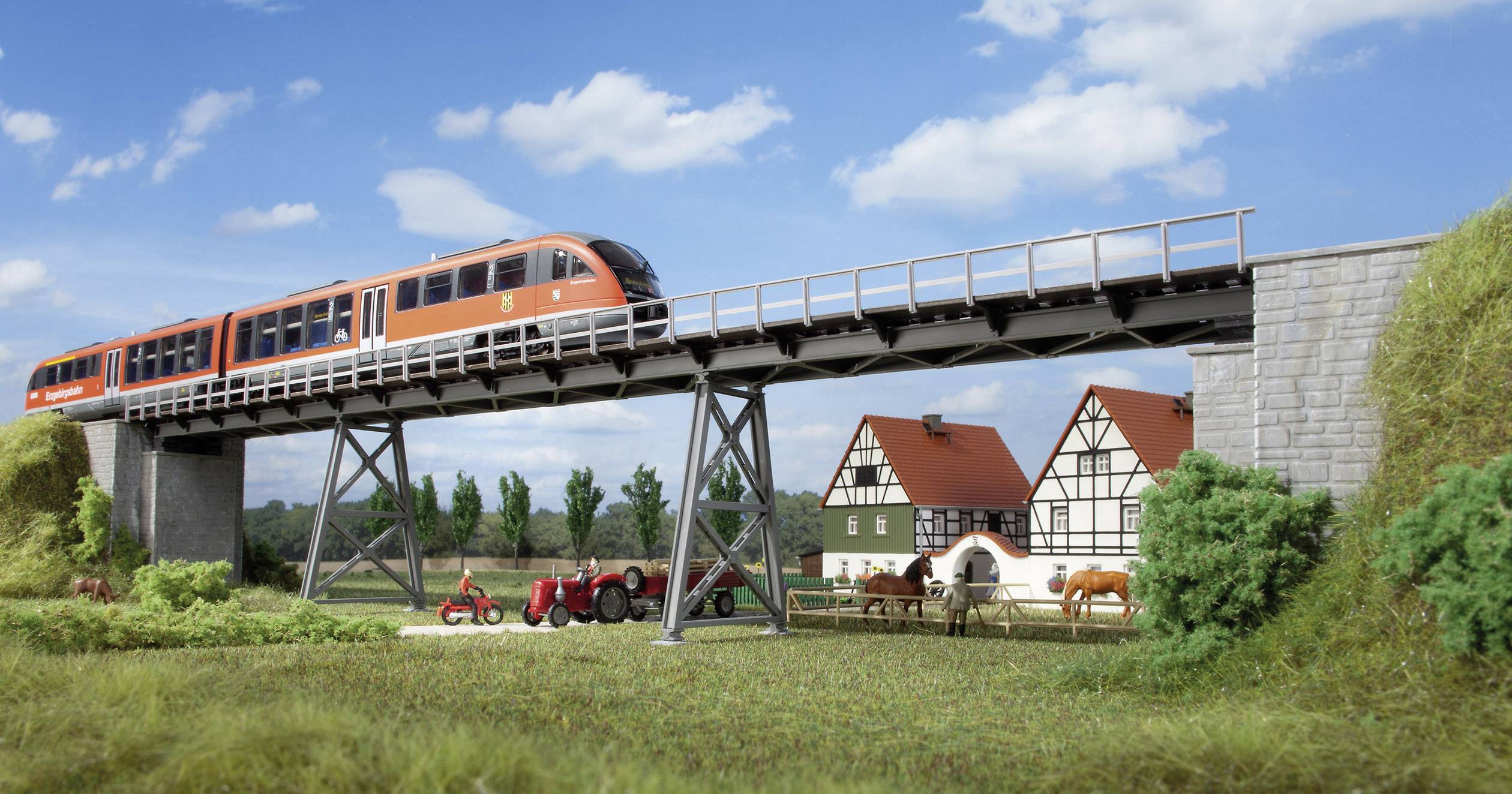 Auhagen 11430 H0 Pendelpfeilerbrücke 1gleisig Universell (L x B x H) 560 x 67 x 85mm