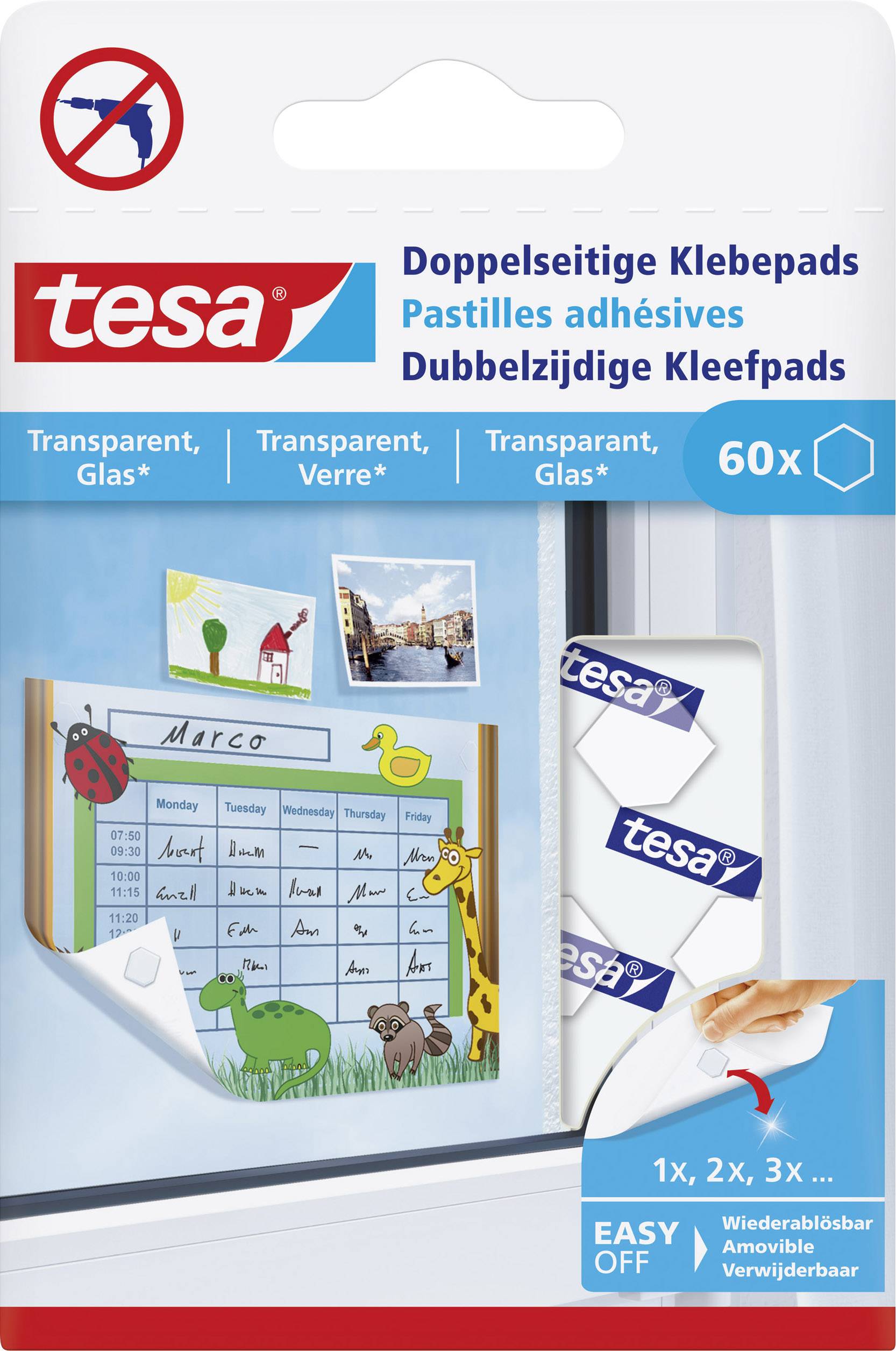 TESA Doppelseitige Klebepads Transparent Inhalt: 60St.