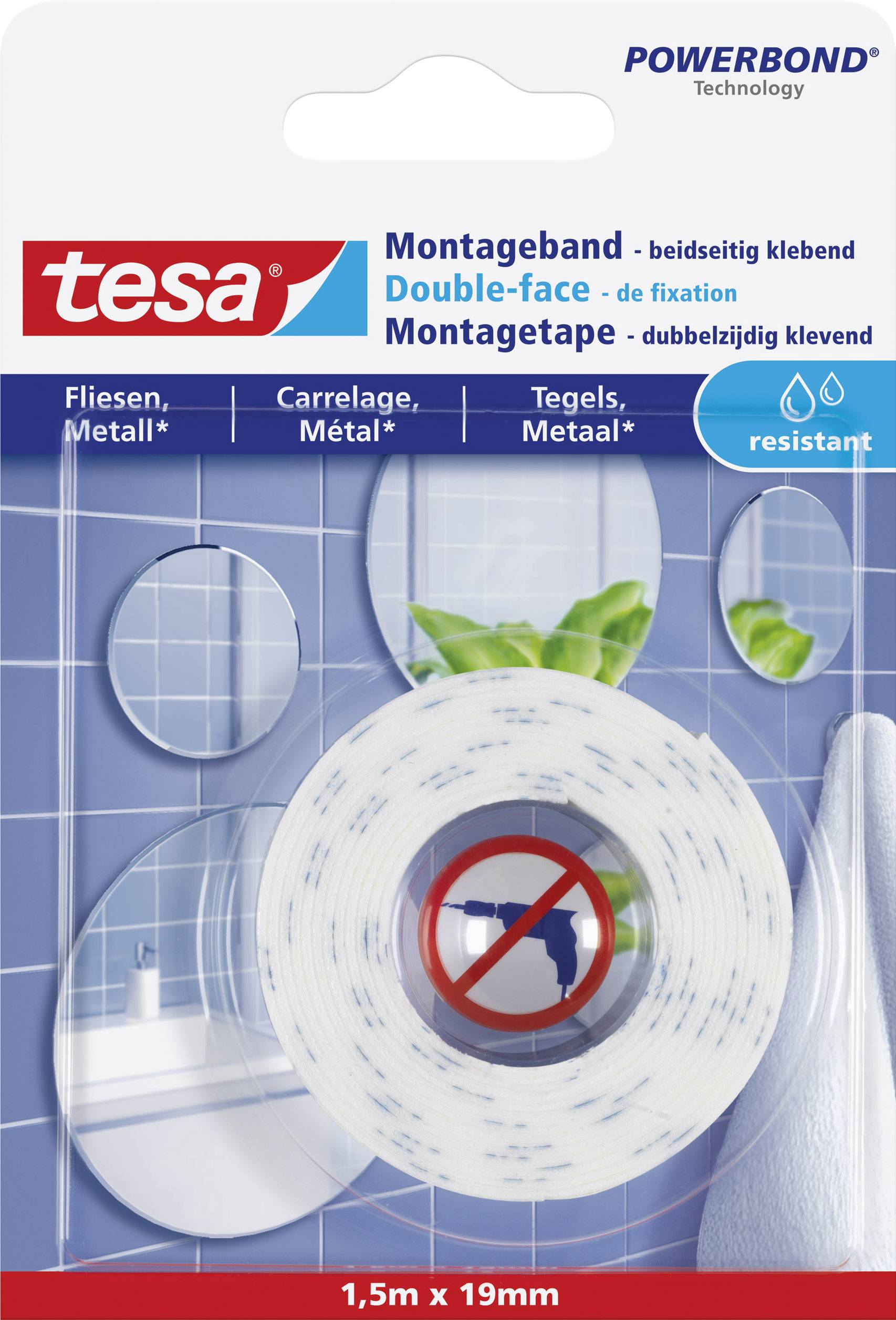 tesa TILES 77744-00000-00 Montageband tesa® Powerbond Weiß (L x B) 1.5 m x 19 mm 1 St.