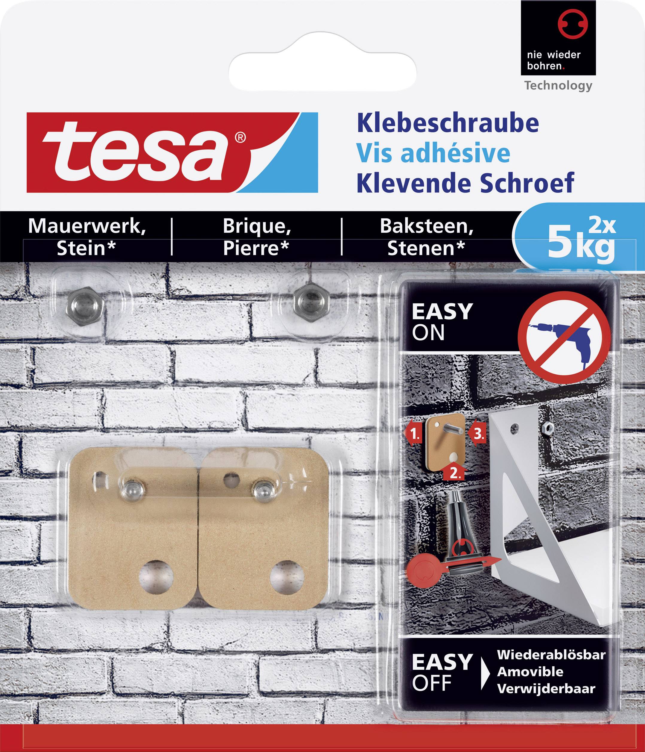 TESA 77905 Klebeschraube viereckig (L x B) 23mm x 16mm Beige Inhalt: 2St.