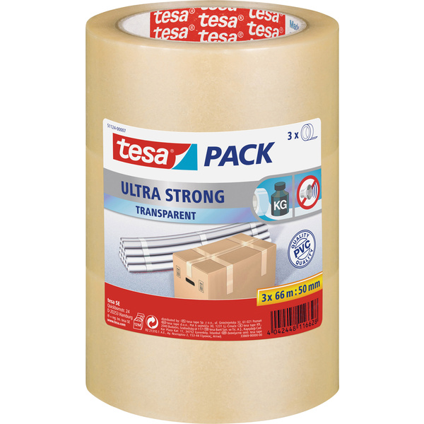 TESA ULTRA STRONG 51124-00007-01 Packband tesapack® Transparent (L x B) 66m x 50mm 3St.