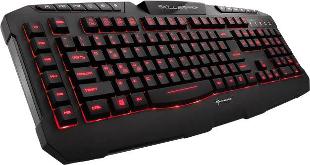 Sharkoon Skiller PRO+ USB Gaming-Tastatur Beleuchtet, Handballenauflage Deutsch, QWERTZ, Windows® Schwarz