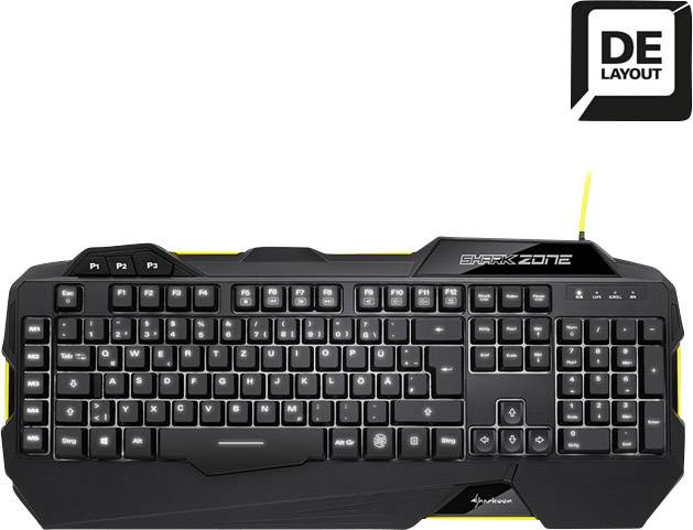 Sharkoon SharkZone K30 USB Gaming-Tastatur Beleuchtet, Handballenauflage Deutsch, QWERTZ, Windows® Schwarz