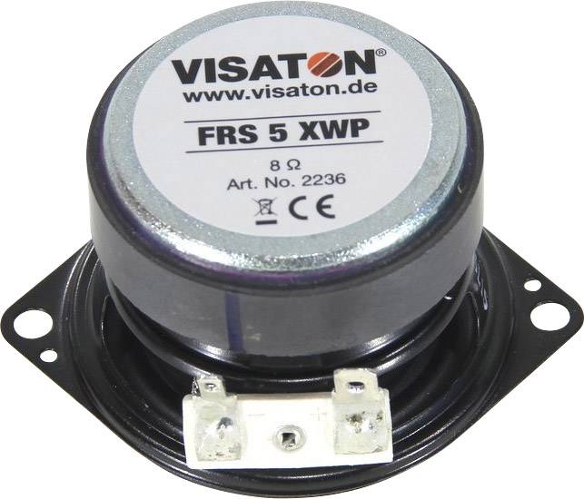 Ein Visaton Lautsprecher, Modell FRS 5 XWP, 8 Ohm, Artikelnummer 2236, mit CE-Kennzeichnung.