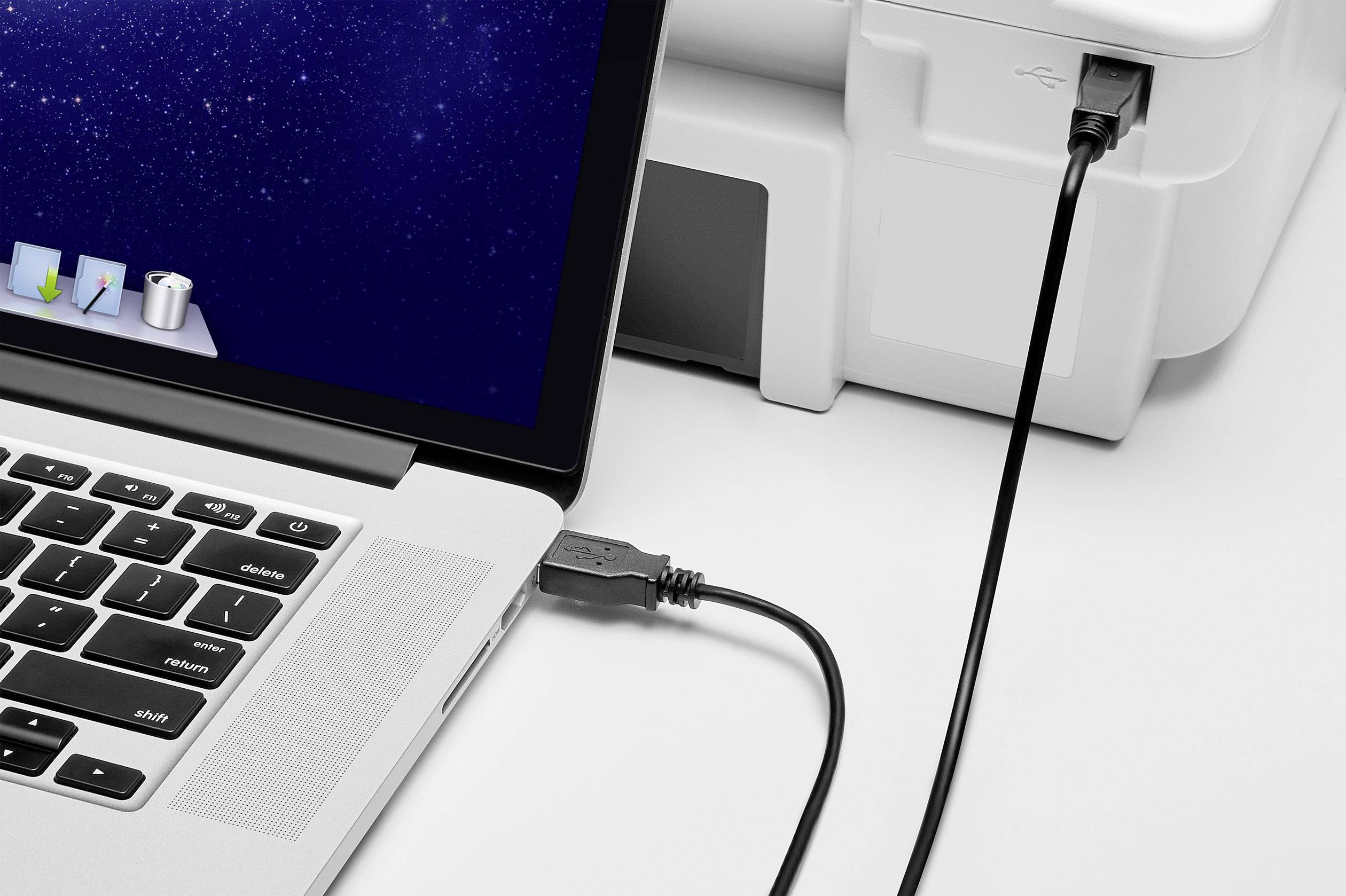 Renkforce USB-Kabel USB 2.0 USB-A Stecker, USB-B Stecker 1.00m Schwarz vergoldete Steckkontakte RF-4463070