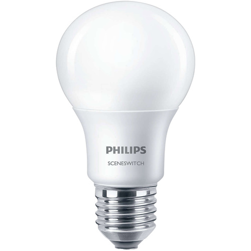 Philips Lighting LED EEK A+ (A++ - E) E27 Glühlampenform 8W = 60W Warmweiß (Ø x L) 61mm x 107mm SceneSwitch 1St.