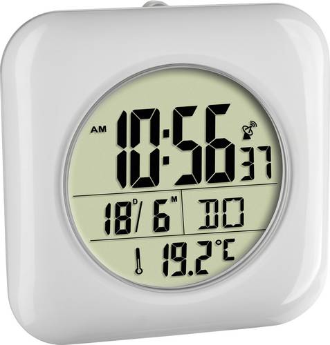 TFA Dostmann 60.4513.02 Funk Wanduhr 170mm x 170mm x 60mm Weiß Badezimmer-/Feuchtraum geeignet