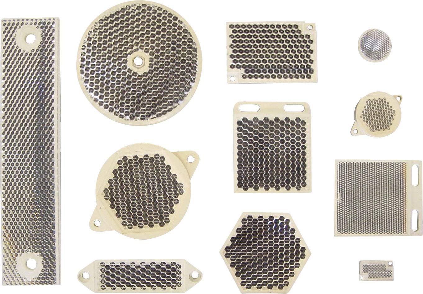Verschiedene runde und eckige Siebe mit Wabenstruktur, möglicherweise für mechanische oder technische Anwendungen.