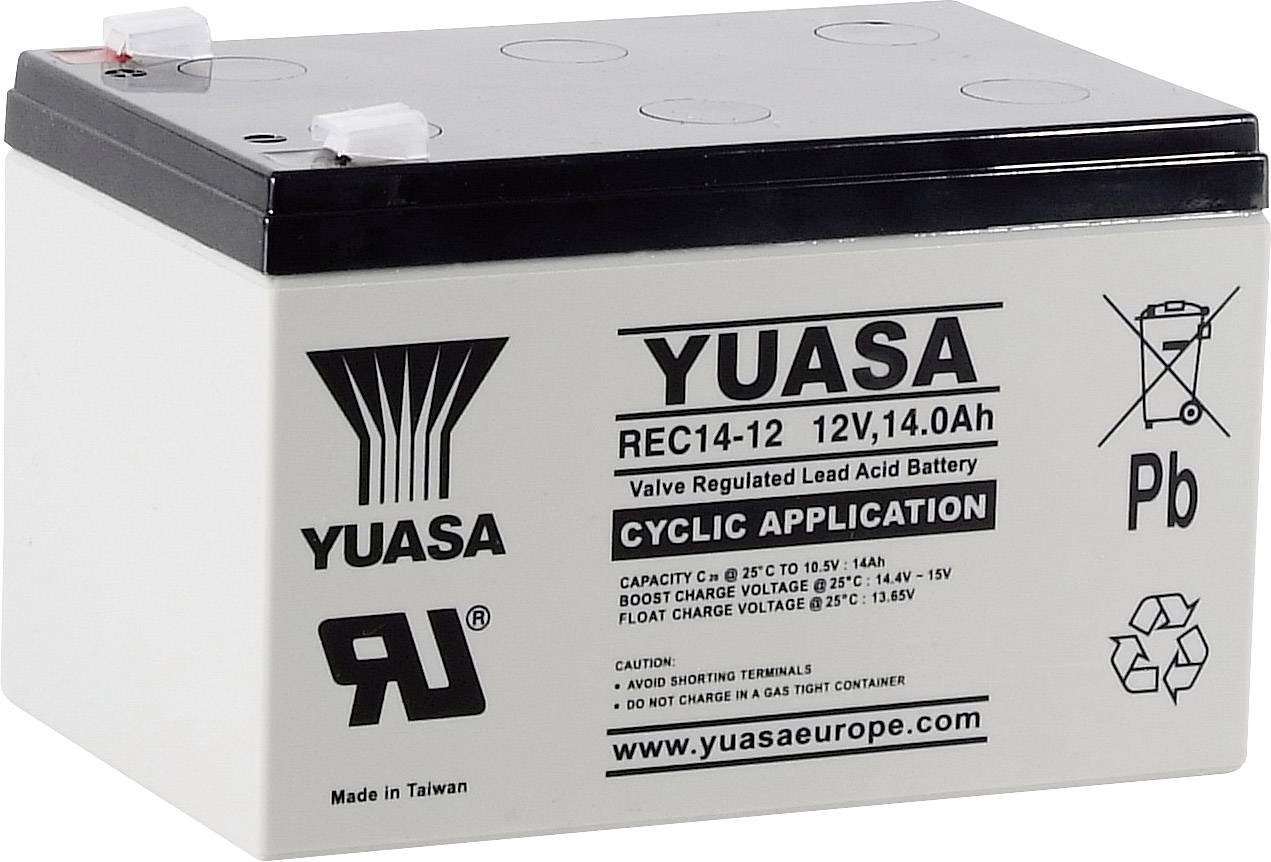Yuasa REC14-12 YUAREC1412 Bleiakku 12 V 14 Ah Blei-Vlies (AGM) (B x H x T) 151 x 97 x 98 mm Flachst