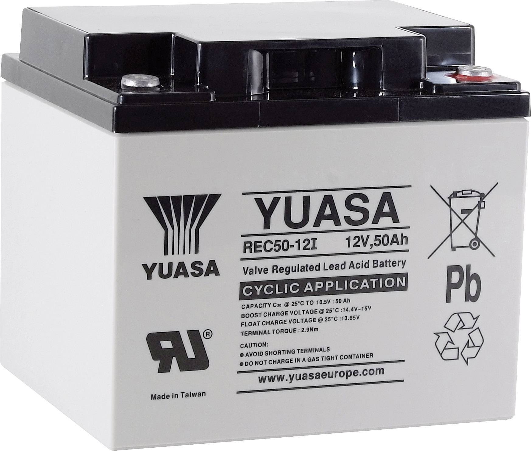 Yuasa REC50-12 YUAREC5012 Bleiakku 12V 50Ah Blei-Vlies (AGM) (B x H x T) 197 x 175 x 165mm M5-Schraubanschluss Geringe