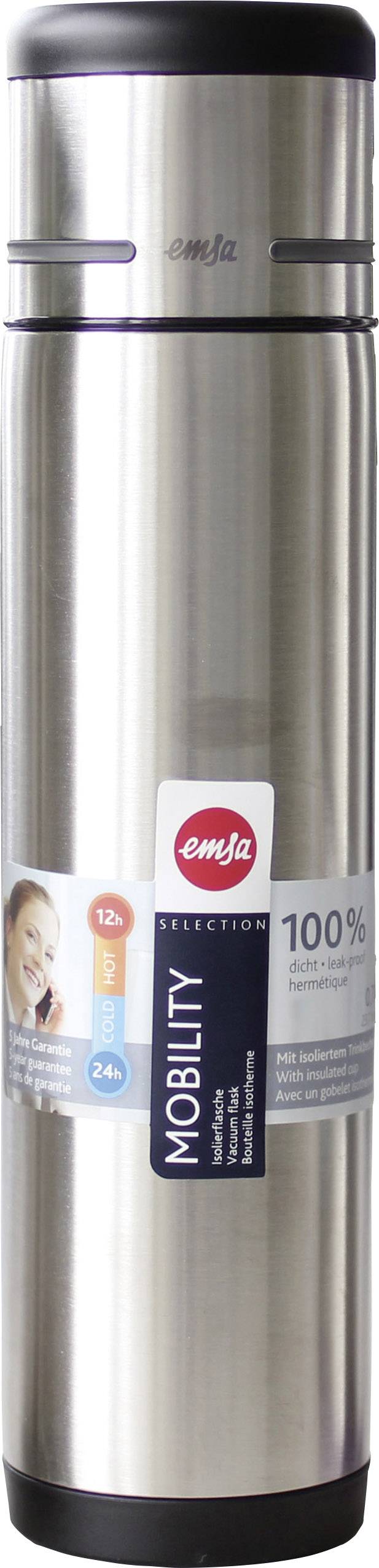 Emsa Mobility Thermoflasche, Isolierbehälter Schwarz, Anthrazit 1 l 486408