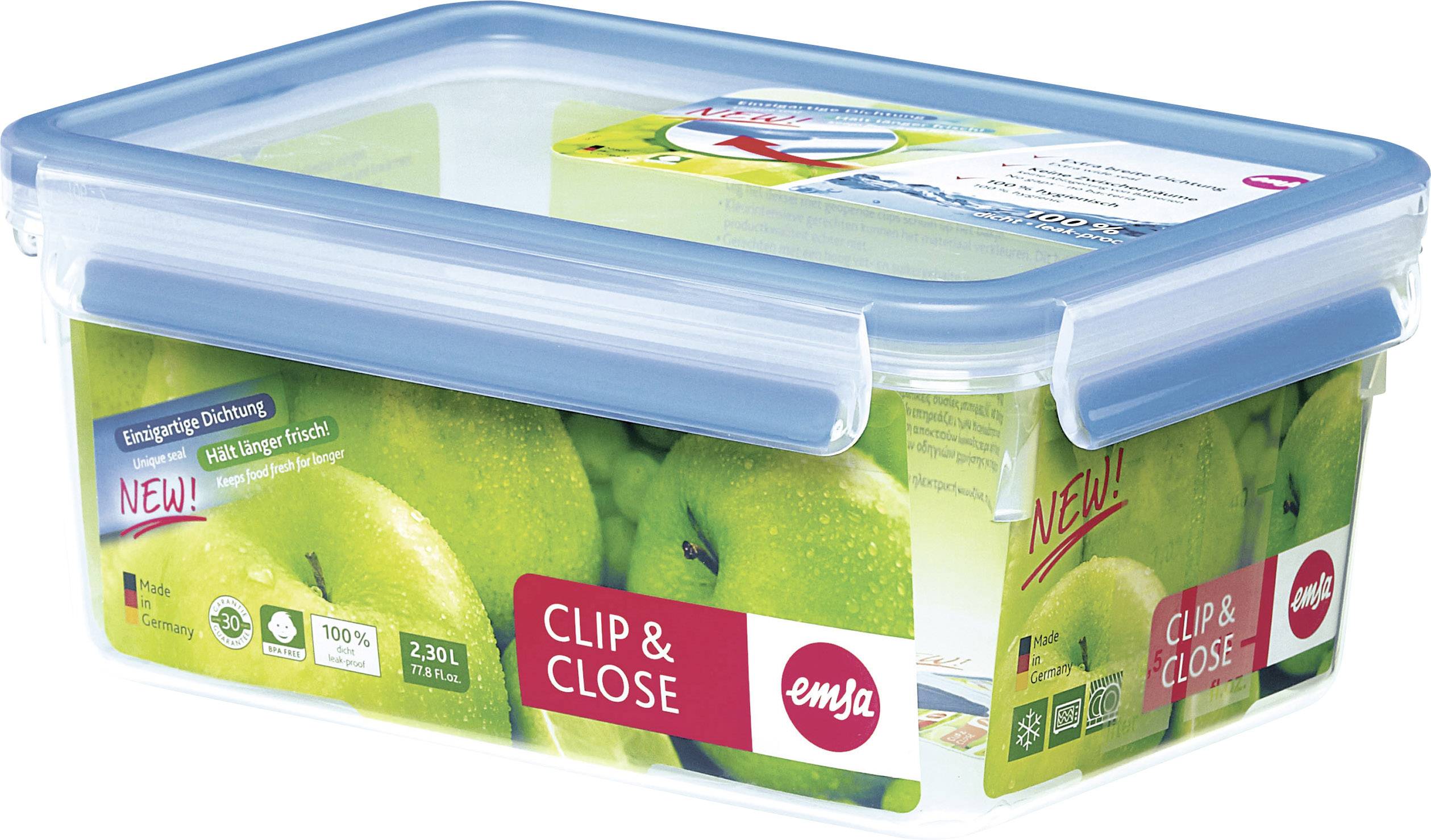 Emsa Frischhaltedose Clip  Close 3D Perfect Clean, Inhalt: 2,3 l, rechteckig