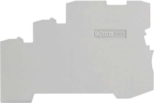Graue Abdeckplatte mit der Aufschrift 'WAGO 2000' in der Mitte, rechteckig mit unregelmäßigen Kanten.