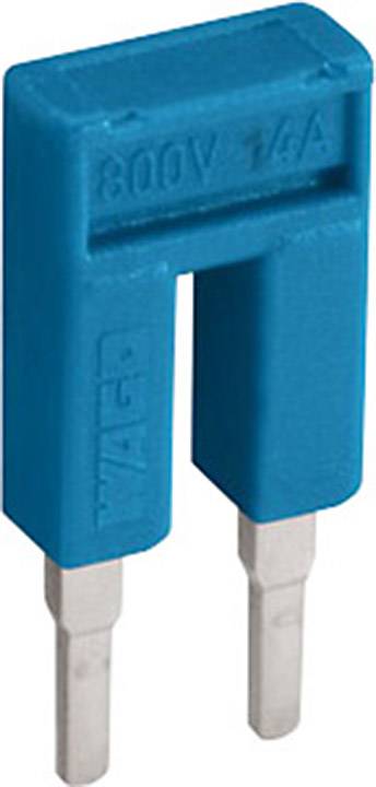 Blauer zweipoliger Sicherungsstecker mit der Aufschrift '800V 14A'. Geeignet für elektrische Anwendungen in industriellen Umgebungen.