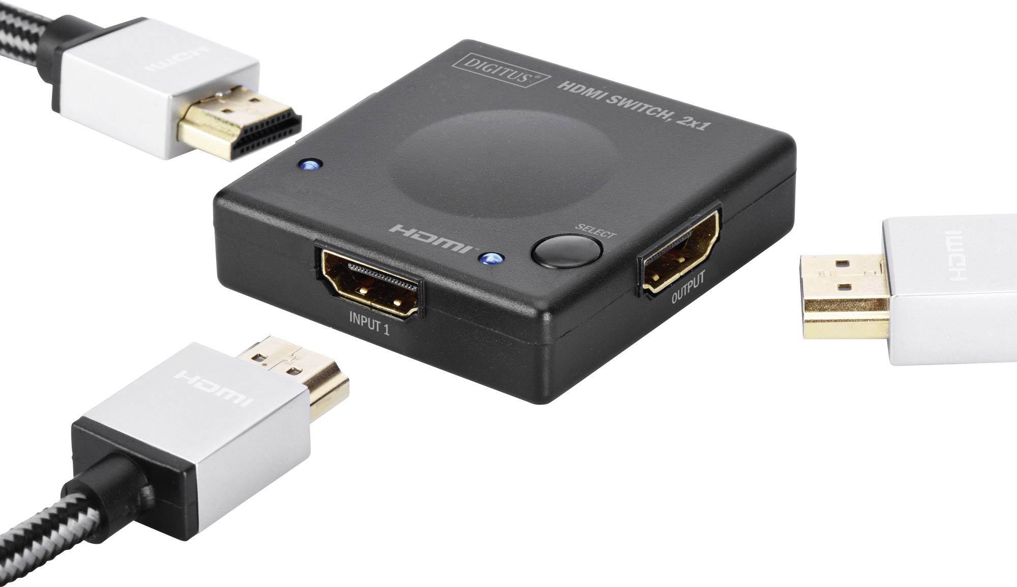 Digitus DS-45302 2 Port HDMI-Switch 3D-Wiedergabe möglich, mit Status-LEDs 1920 x 1080 Pixel
