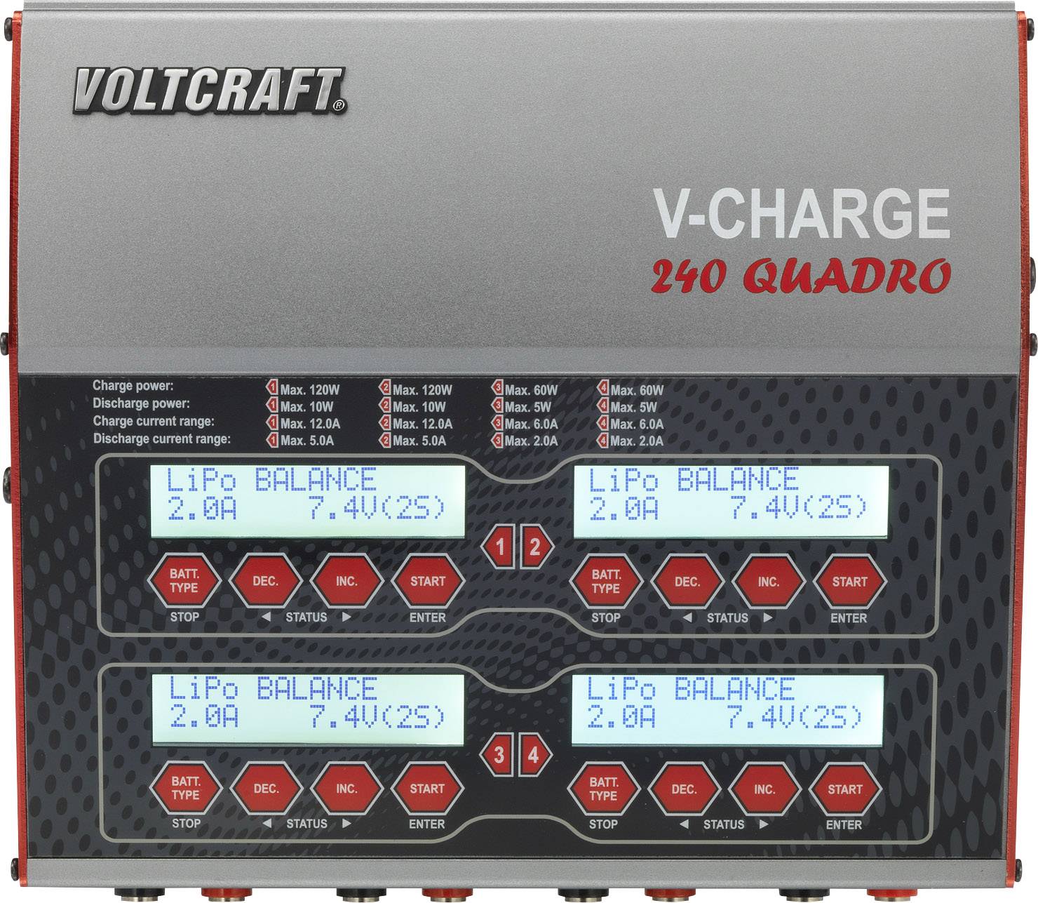 VOLTCRAFT V-Charge 240 Quadro Modellbau-Multifunktionsladegerät 12 V, 230 V 12 A LiPo, LiFePO, LiIon, LiHV, NiCd, NiMH, Blei