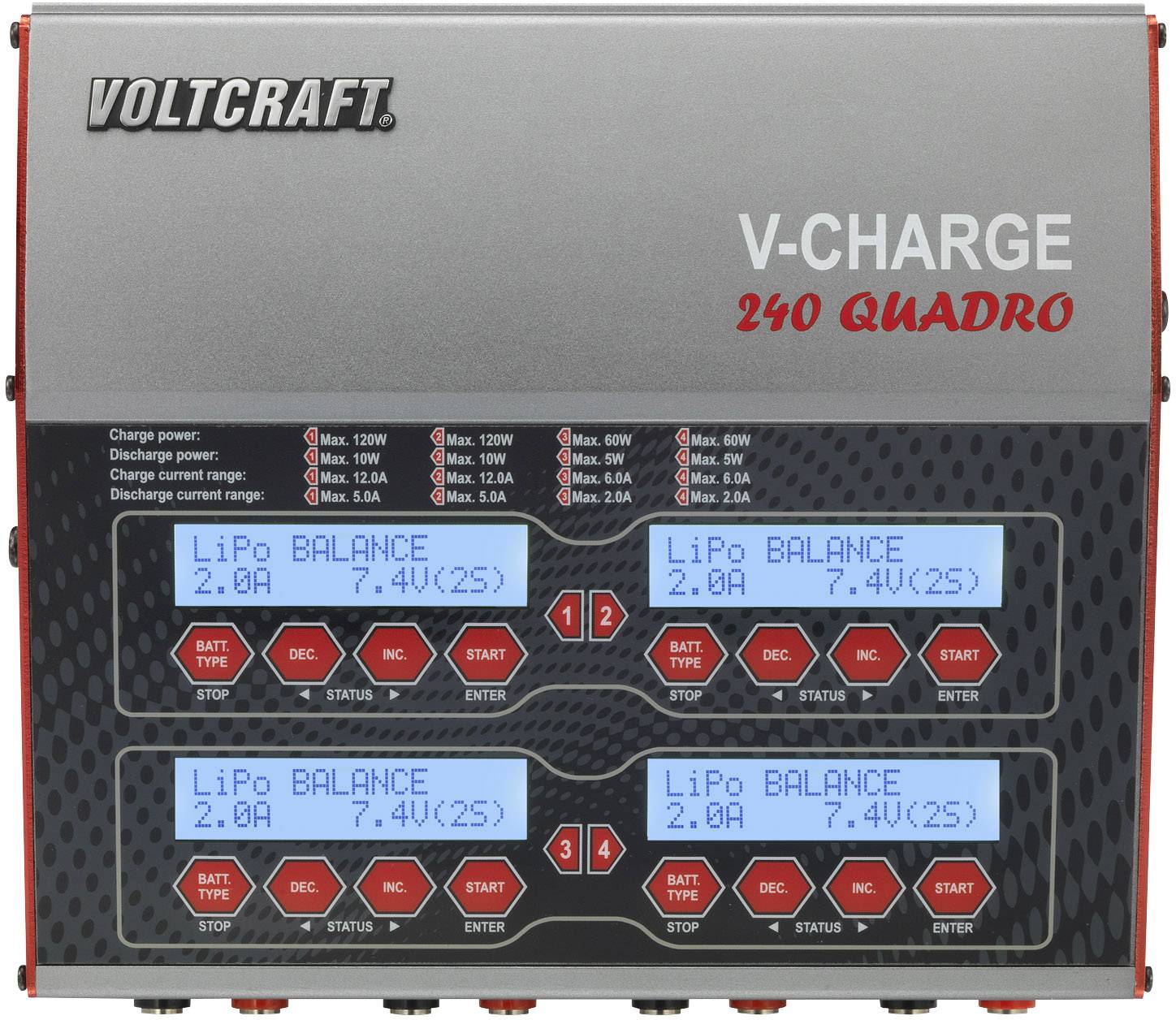 VOLTCRAFT V-Charge 240 Quadro Modellbau-Multifunktionsladegerät 12 V, 230 V 12 A LiPo, LiFePO, LiIo