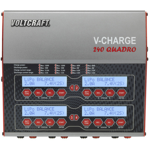 VOLTCRAFT V-Charge 240 Quadro Modellbau-Multifunktionsladegerät 12 V, 230 V 12 A LiPo, LiFePO, LiIon, LiHV, NiCd, NiMH, Blei