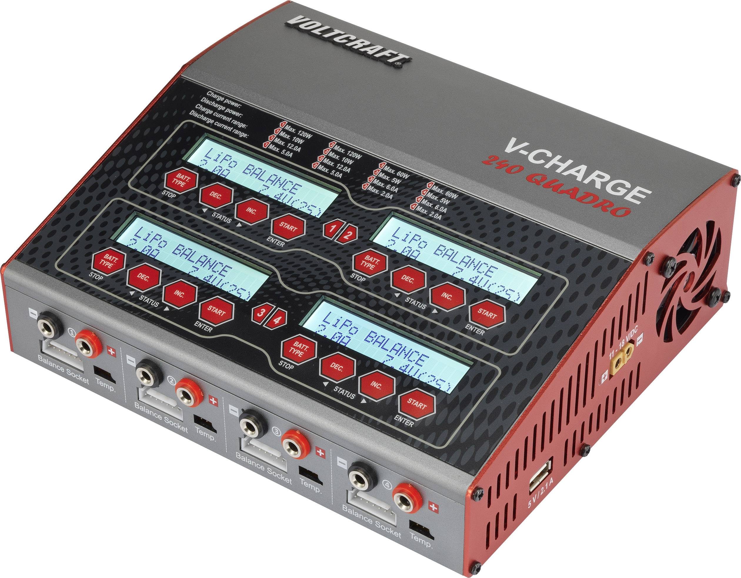 VOLTCRAFT V-Charge 240 Quadro Modellbau-Multifunktionsladegerät 12 V, 230 V 12 A LiPo, LiFePO, LiIon, LiHV, NiCd, NiMH, Blei