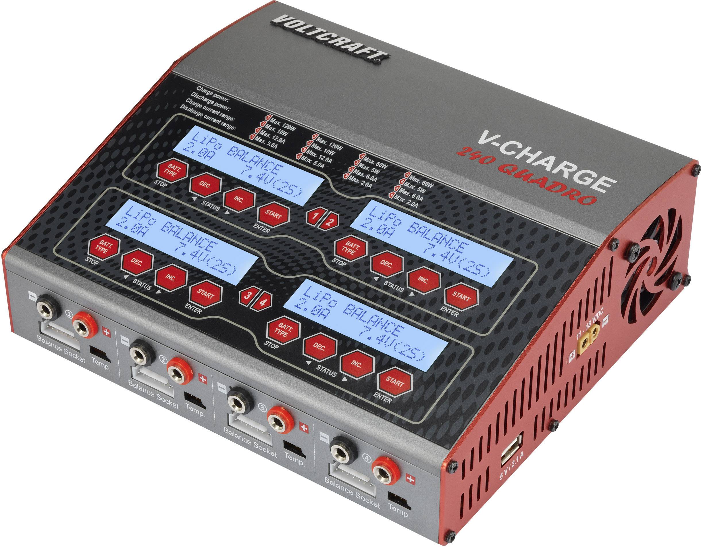 VOLTCRAFT V-Charge 240 Quadro Modellbau-Multifunktionsladegerät 12 V, 230 V 12 A LiPo, LiFePO, LiIo