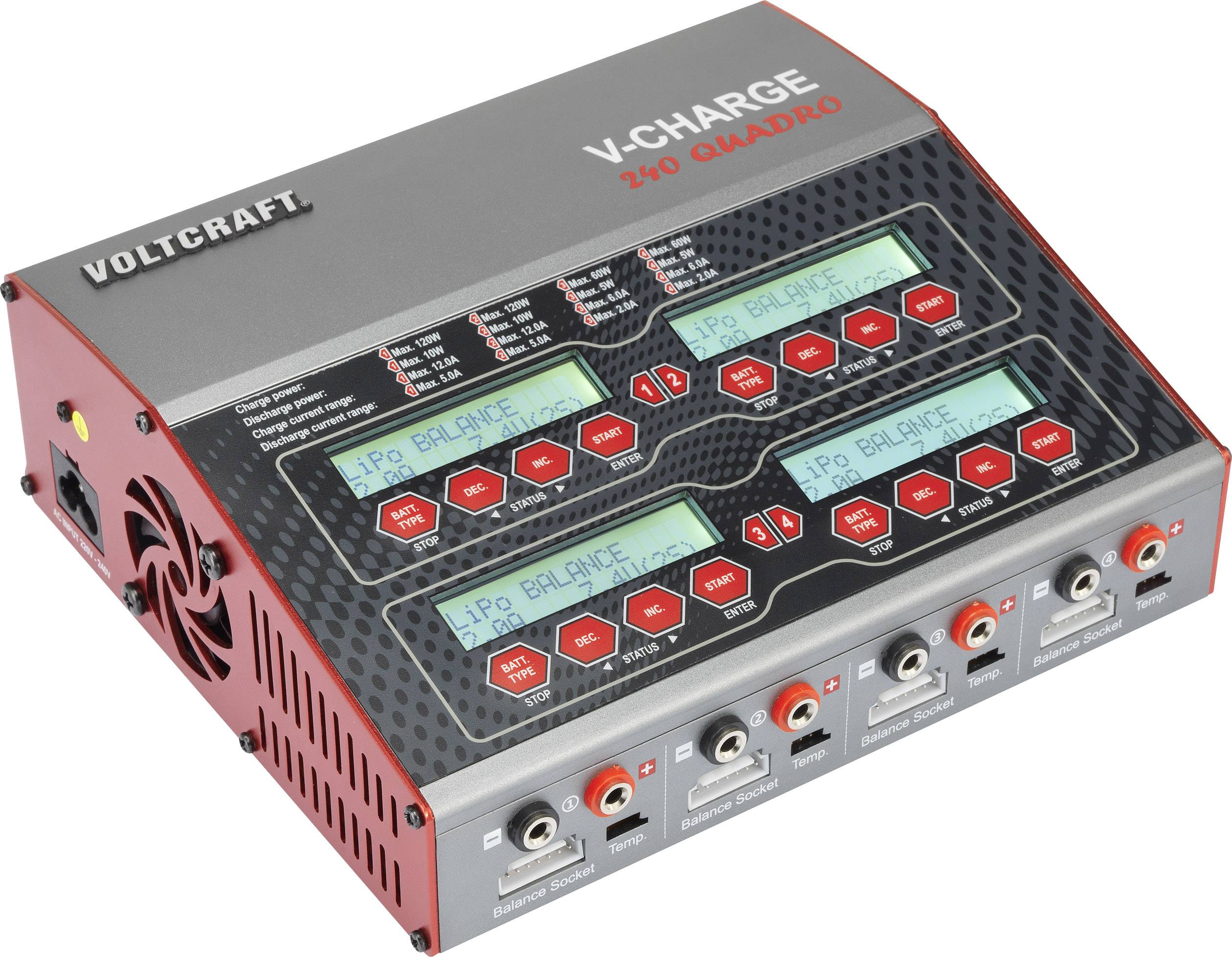 VOLTCRAFT V-Charge 240 Quadro Modellbau-Multifunktionsladegerät 12 V, 230 V 12 A LiPo, LiFePO, LiIon, LiHV, NiCd, NiMH, Blei