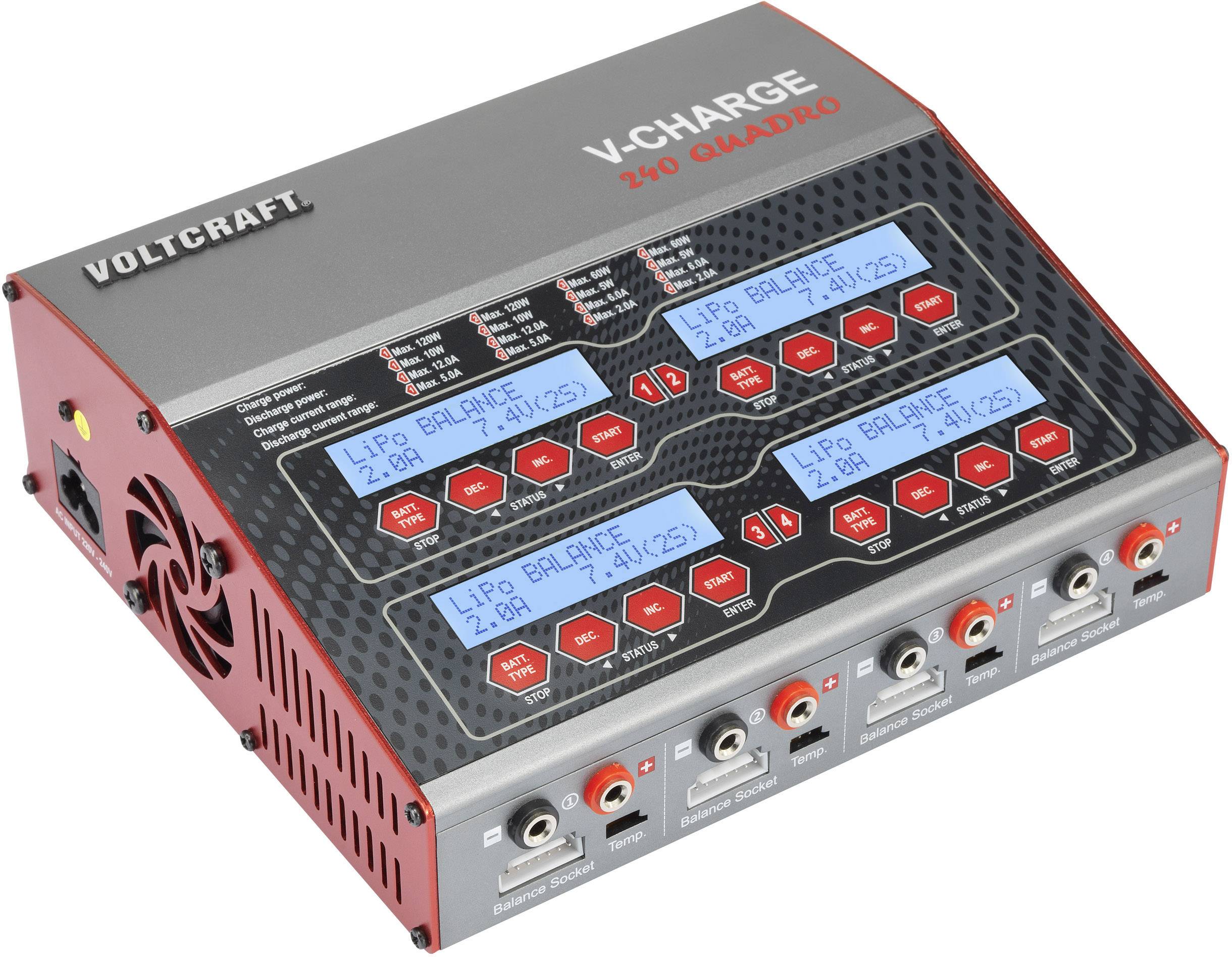 VOLTCRAFT V-Charge 240 Quadro Modellbau-Multifunktionsladegerät 12 V, 230V 12A LiPo, LiFePO, LiIon, LiHV, NiCd, NiMH, Blei