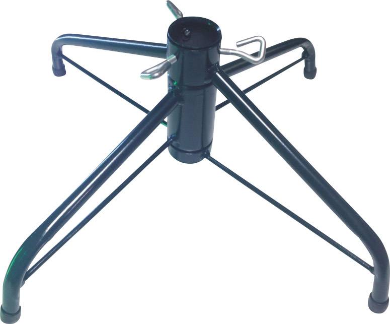 Ein Weihnachtsbaumständer aus Metall mit vier Beinen und Drahtverschluss in der Mitte zur Stabilisierung des Baumes.
