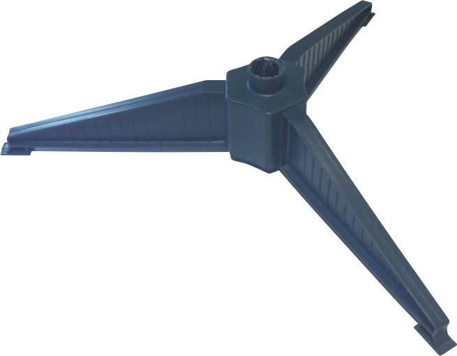 Ein dreibeiniger grüner Ständer zur Stabilisierung von Gegenständen wie Regenschirmen oder Fahnenstangen auf ebenem Boden.