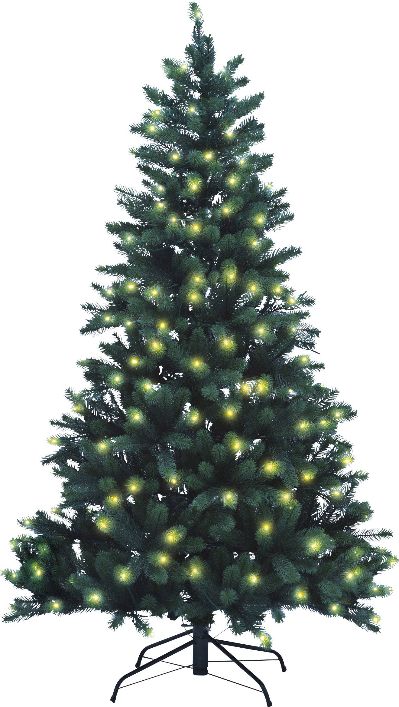 Xenotec PE-BM180 Künstlicher Weihnachtsbaum mit Beleuchtung Tanne Warmweiß LED Grün EEK: G (A - G) mit Ständer 180cm