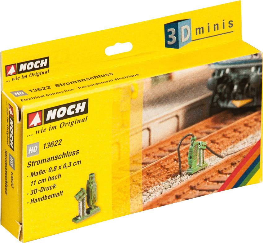 NOCH 3D-minis 0013622 H0 3D-minis 2er-Set Stromanschluss 3D-Druckmodell, Bemalt