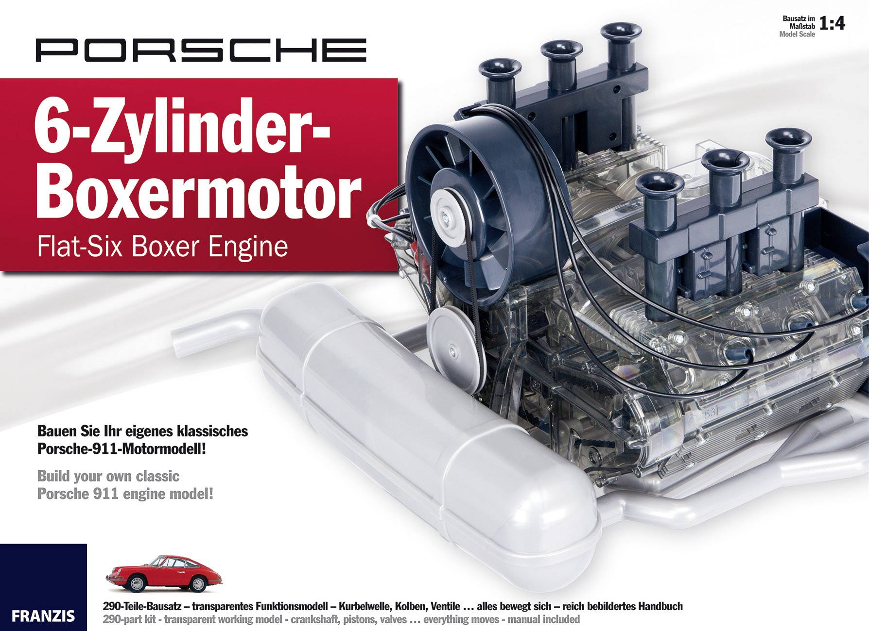 Franzis Verlag 65911 Porsche 6-Zylinder-Boxermotor Mechanik Bausatz ab 14 Jahre